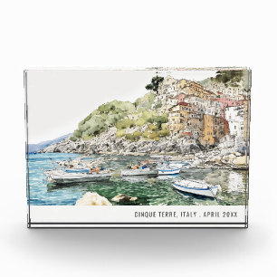Cinque Terre Italy Sea Watercolor Italienische Rei Fotoblock