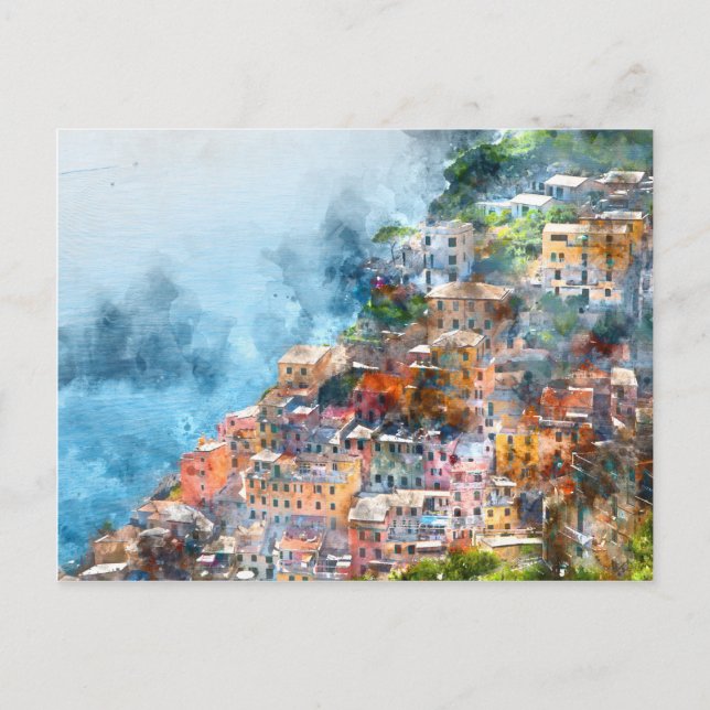 Cinque Terre Italy Watercolor Postkarte (Vorderseite)