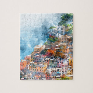 Cinque Terre Italy Watercolor Puzzle