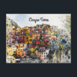 Cinque Terre Ligurien Italien Szene Sommerwasserfa Postkarte<br><div class="desc">Schönes Italien - Cinque Terre Aquarelllandschaft.</div>