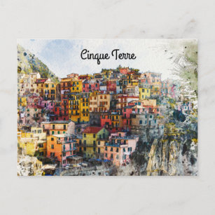 Cinque Terre Ligurien Italien Szene Sommerwasserfa Postkarte
