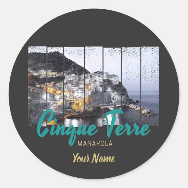 Cinque Terre Manarola Riomaggiore Vintag Runder Aufkleber (Vorderseite)