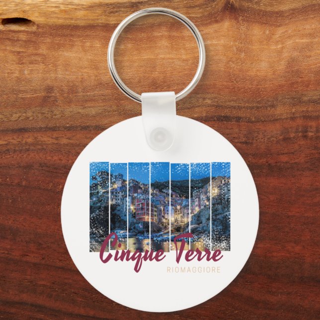 Cinque Terre Riomaggiore Vintages Bier Schlüsselanhänger (Vorderseite)