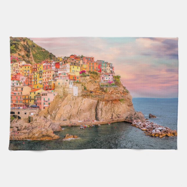 Cinque Terre, Sonnenuntergang Geschirrtuch (Horizontal)