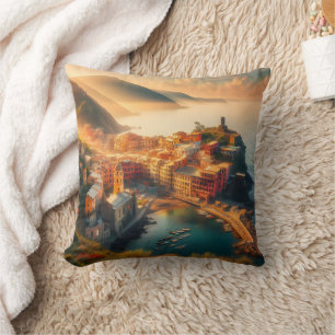 Cinque Terre Strand Italien Vintage Europa Reise Kissen
