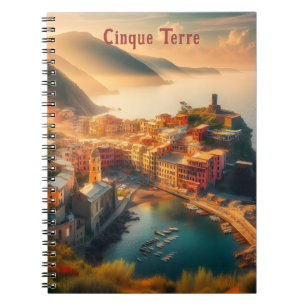 Cinque Terre Strand Italien Vintage Europa Reise Notizblock