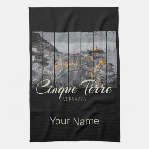 Cinque Terre Vernazza Italien Souvenir im Vintage- Geschirrtuch