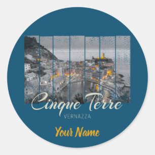 Cinque Terre Vernazza Italien Souvenir im Vintage- Runder Aufkleber