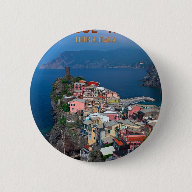 Cinque Terre - Vernazza von oben Button (Vorderseite)