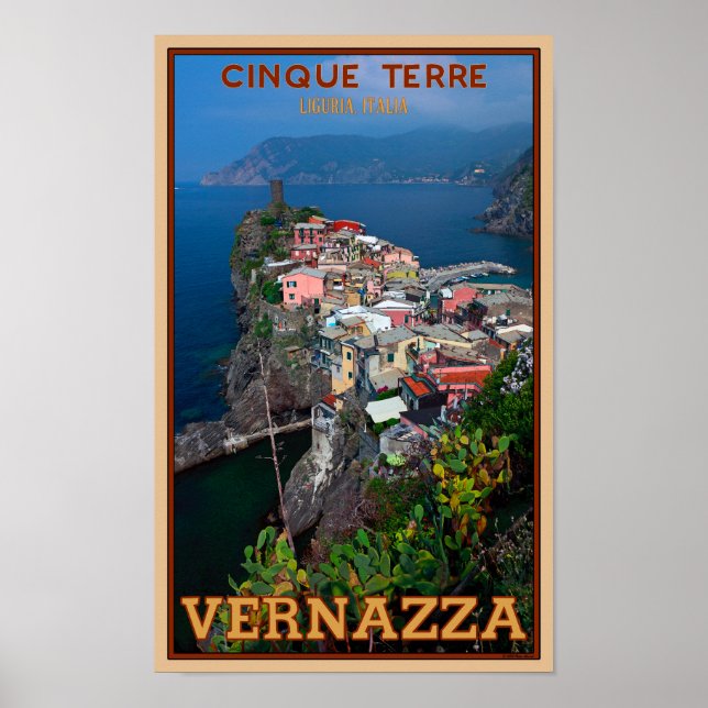 Cinque Terre - Vernazza von oben Poster (Vorne)