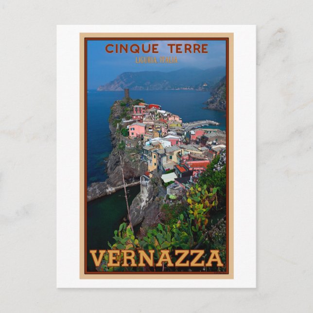Cinque Terre - Vernazza von oben Postkarte (Vorderseite)