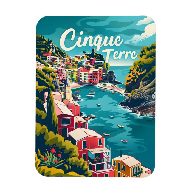Cinque Terre Vintag Magnet (Vertikal)
