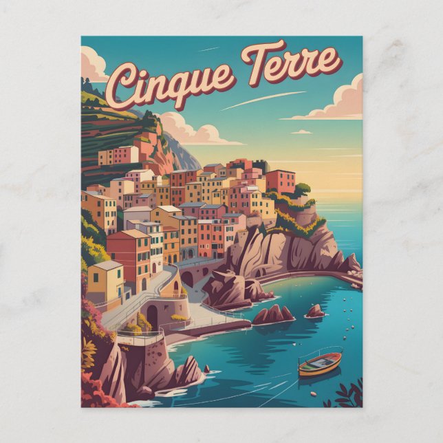 Cinque Terre Vintag Postkarte (Vorderseite)