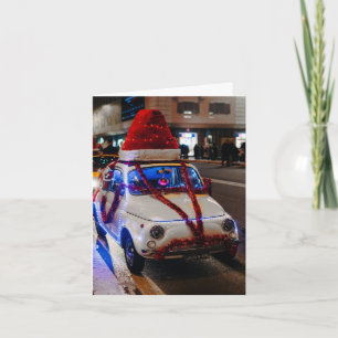 Cinquecento Auto zu Weihnachten dekoriert Karte