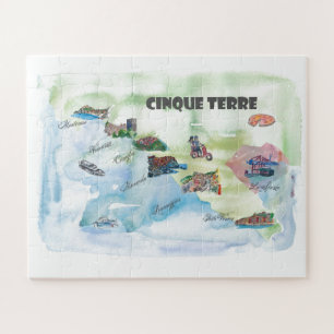 Cinqueterre Italien Vintage Reiseposter Karte Puzzle