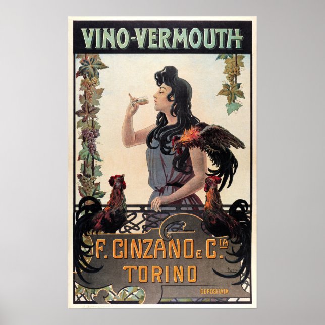 Cinzano VINO VERMOUTH Italienischer Wein Kräuterli Poster (Vorne)