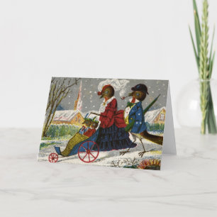 Circa 1870: Die Robin-Familie nehmen einen Stroll Feiertagskarte