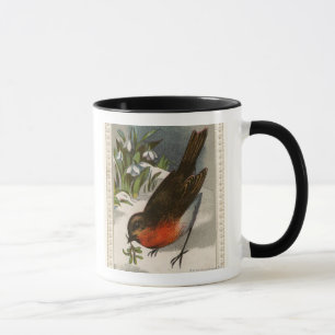 Circa 1871: Ein Rotkehlchen mit Mistleton in seine Tasse
