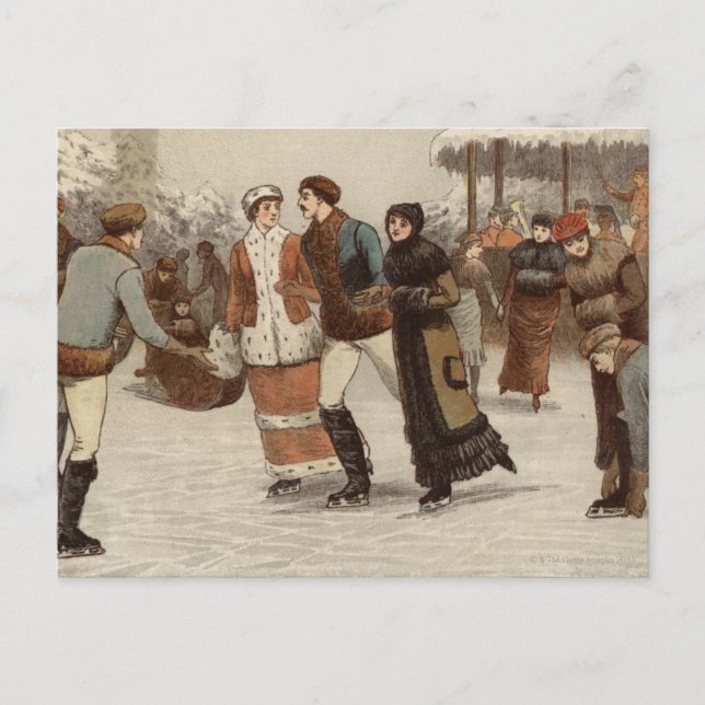 Circa 1899: Eis-Skater genießen Weihnachten (Vorderseite)