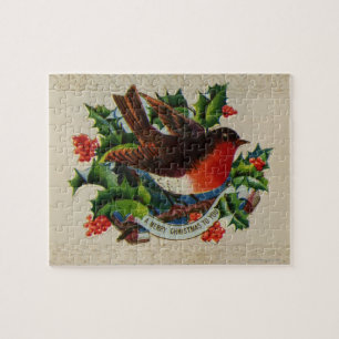 Circa 1900: Ein traditionelles Weihnachtsrobin Puzzle