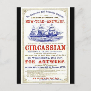 Circassian Clipper Segelschiff 1866 Postkarte