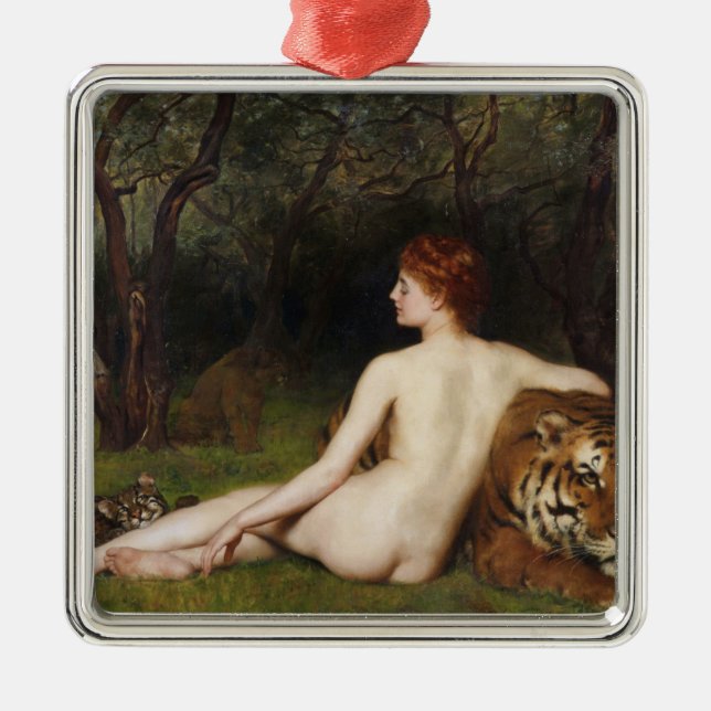 Circe (Goddess and Big Bad Cats) (by John Collier) Ornament Aus Metall (Vorne)
