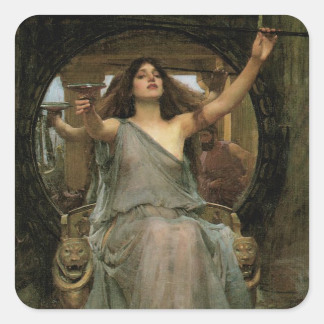 Circe Offering the Cup für Ulysses durch JW Waterh Quadratischer Aufkleber (Vorderseite)