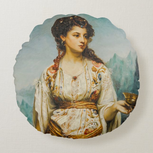 Circe von Jean Jules Bardin (1875) Rundes Kissen (Vorderseite)