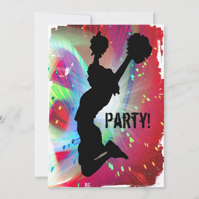 Circle Colorburst mit Cheerleader Einladung (Vorderseite)