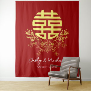 Circle Double glücklich Blume Hochzeitskugel Wandteppich