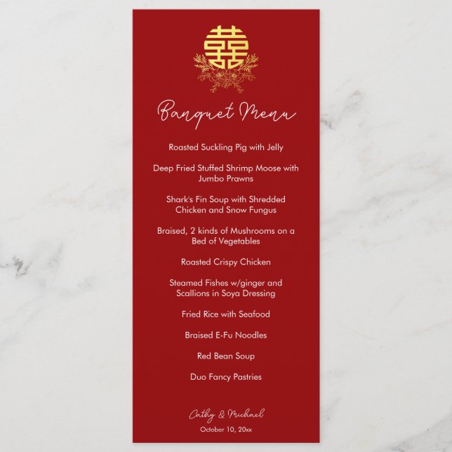 Circle Double glücklichiness Blume chinesische Hoc Menükarte (Vorderseite)