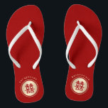 Circle Double Happiness Chinese Wedding Flip Flops<br><div class="desc">Mit Fett*fa*tin entworfen. Einfach mit eigenen Texten,  Fotos oder Bildern anpassen. Für individuelle Anfragen wenden Sie sich bitte direkt an fat*fa*tin. Es gelten benutzerdefinierte Gebühren. www.zazzle.com/fat_fa_tin www.zazzle.com/color_therapy www.zazzle.com/fatfatin_blue_knot www.zazzle.com/fatfatin_red_knot www.zazzle.com/fatfatin_mini_me www.zazzle.com/fatfatin_box www.zazzle.com/fatfatin_design www.zazzle.com/fatfatin_ink</div>