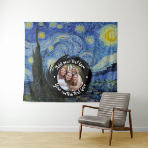 Circle Foto/Logo & Benutzerdefinierter Text Voll Wandteppich