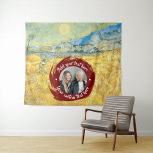 Circle Foto/Logo & Benutzerdefinierter Text Voll Wandteppich