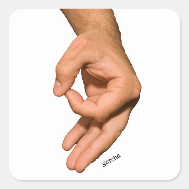 Circle Game Hand Gotcha Quadratischer Aufkleber (Vorderseite)