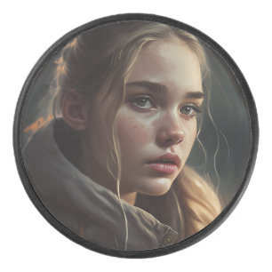 Circle girl eishockey puck