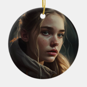 Circle girl keramik ornament