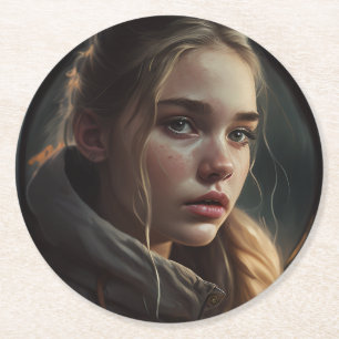 Circle girl runder pappuntersetzer