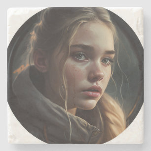 Circle girl steinuntersetzer