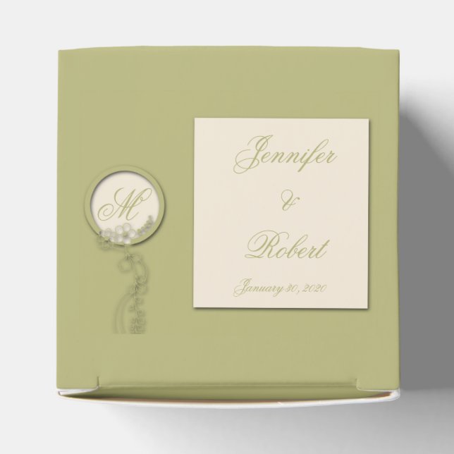 Circle Green and Creme Monogram Fevor Box Geschenkschachtel (Oben)