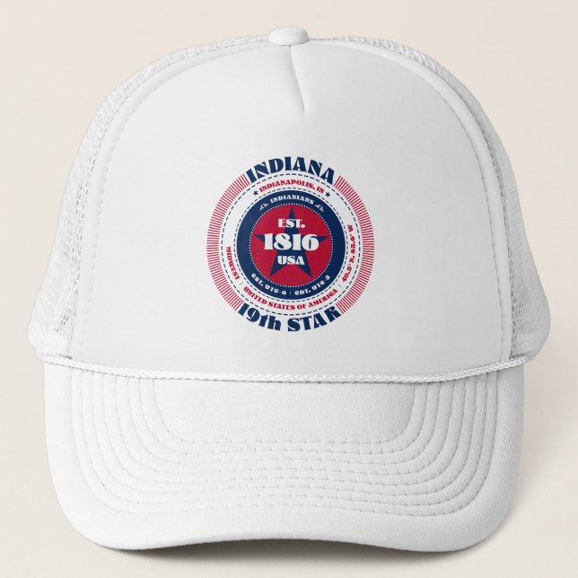 Circle Indiana Staat Patriotic Trucker Hat Truckerkappe (Vorderseite)