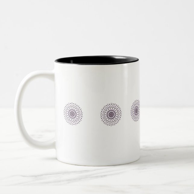 Circle Kaleidoskop Rose rosa Farbe handgezeichnet  Zweifarbige Tasse (Links)