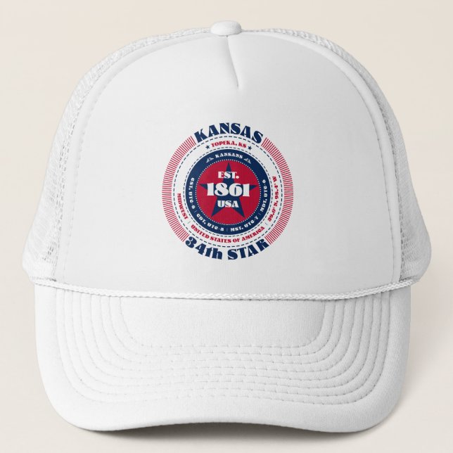 Circle Kansas Staat Patriotic Trucker Hat Truckerkappe (Vorderseite)