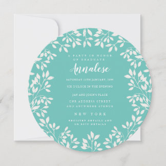 Circle Laurel Wreath Abschluss Grad Party Einladun Einladung