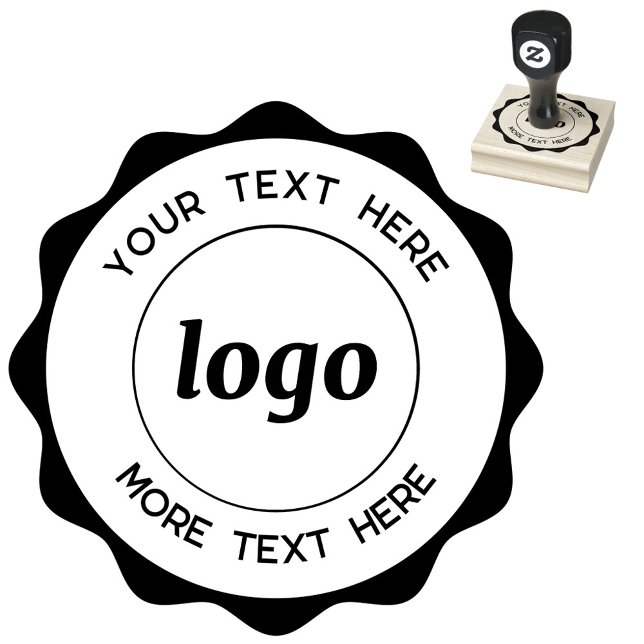 Circle Logo mit Text Business Rubber Briefmarke Gummistempel (Logo with custom text wavy frame business branding rubber stamp)