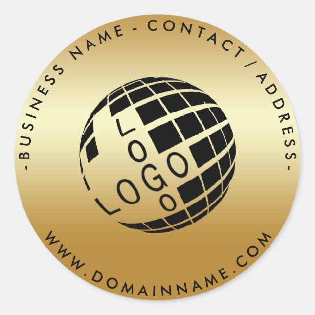 Circle Logo und Text Gold Textur Runder Aufkleber (Vorderseite)