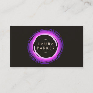 Circle Modern Watercolor Lila Grau Beruflich Visitenkarte