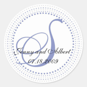 Circle Monogram Aufkleber in Periwinkle - S