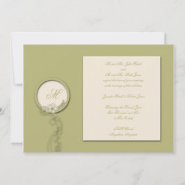 Circle Monogram Green und Creme Weditation Einladu Einladung