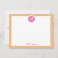 Circle Monogram Preppy Pink & Orange Sherbet